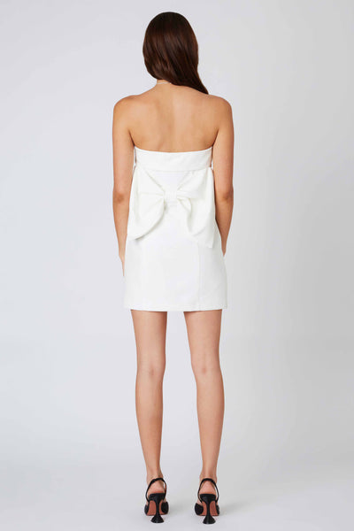 White Bow Back Mini Dress