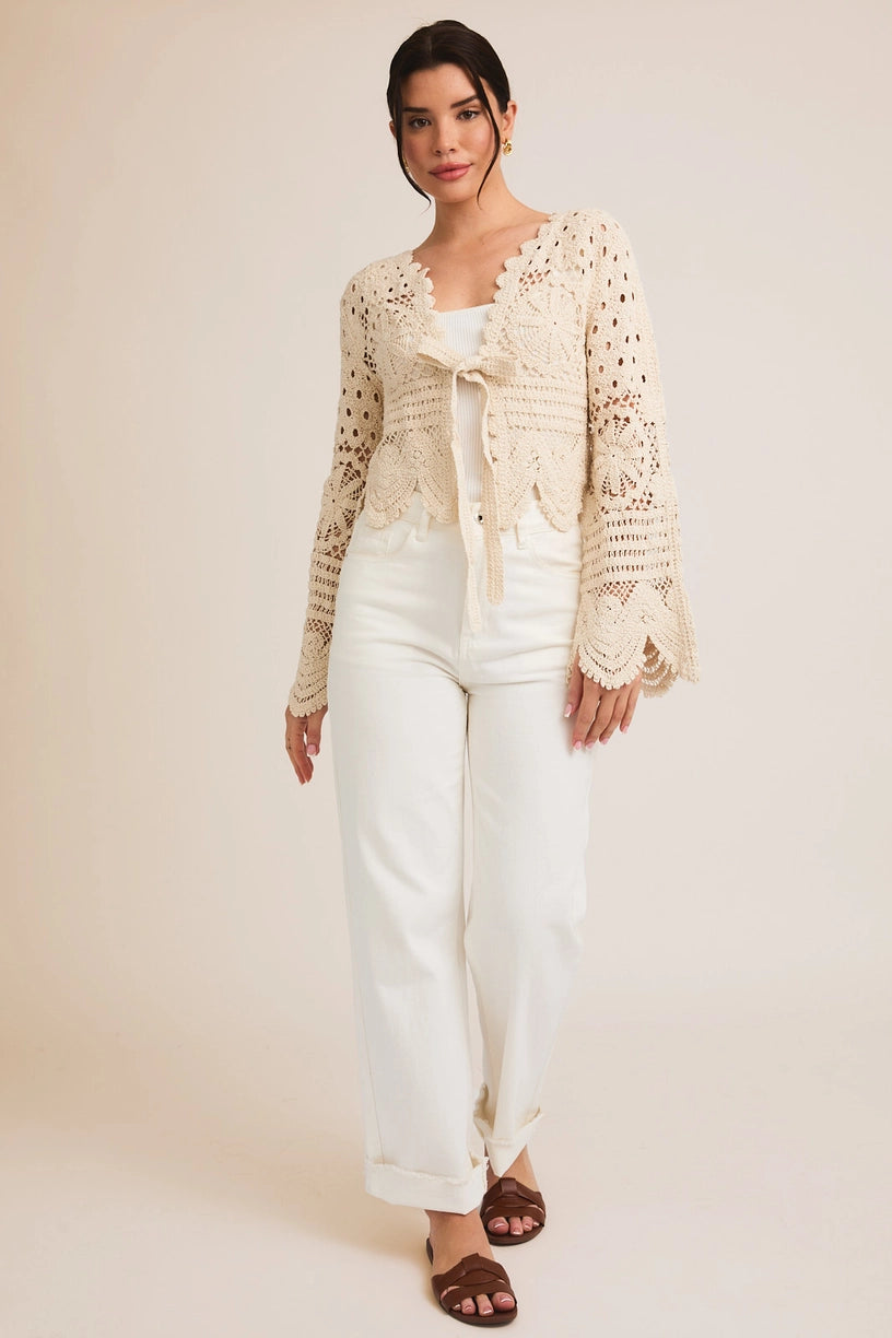 Crochet Front Tie Cardigan