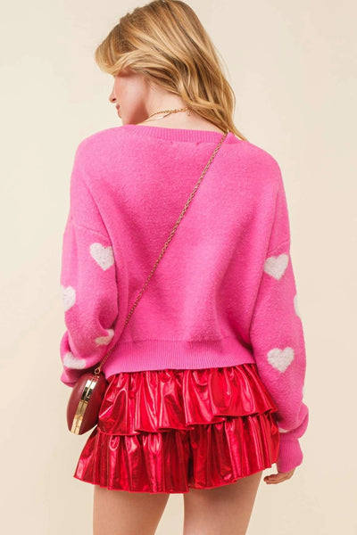 Pink Heart Crewneck Sweater