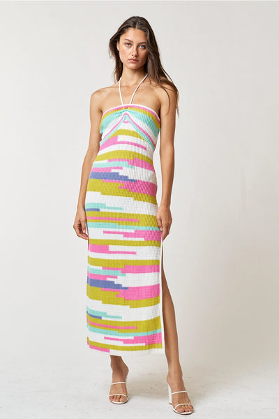 Multi Colored Knit Halter Dress