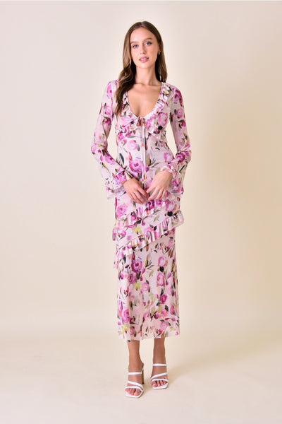Vivienne Floral Long Sleeve Ruffle Dress