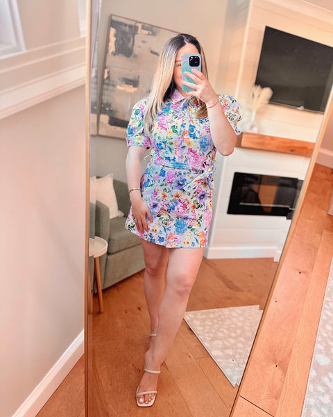 Floral Denim Mini Dress