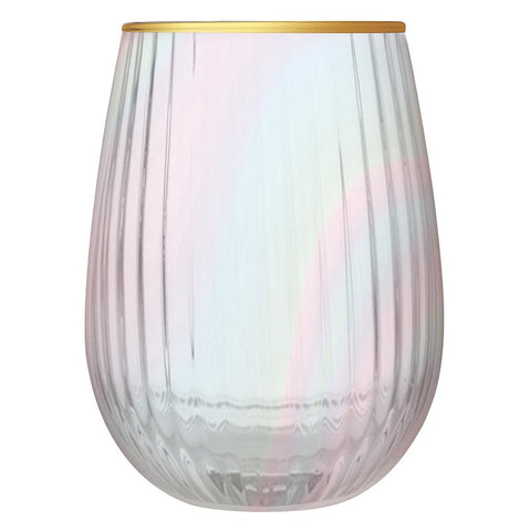 Beveled Iridescent Wine Glass