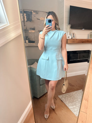 Baby Blue Roundneck Mini Dress