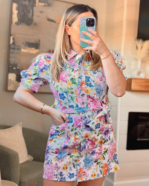 Floral Denim Mini Dress