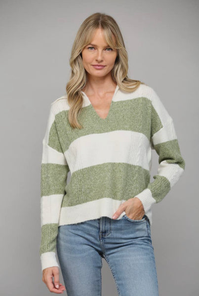 FATE striped collared sweater