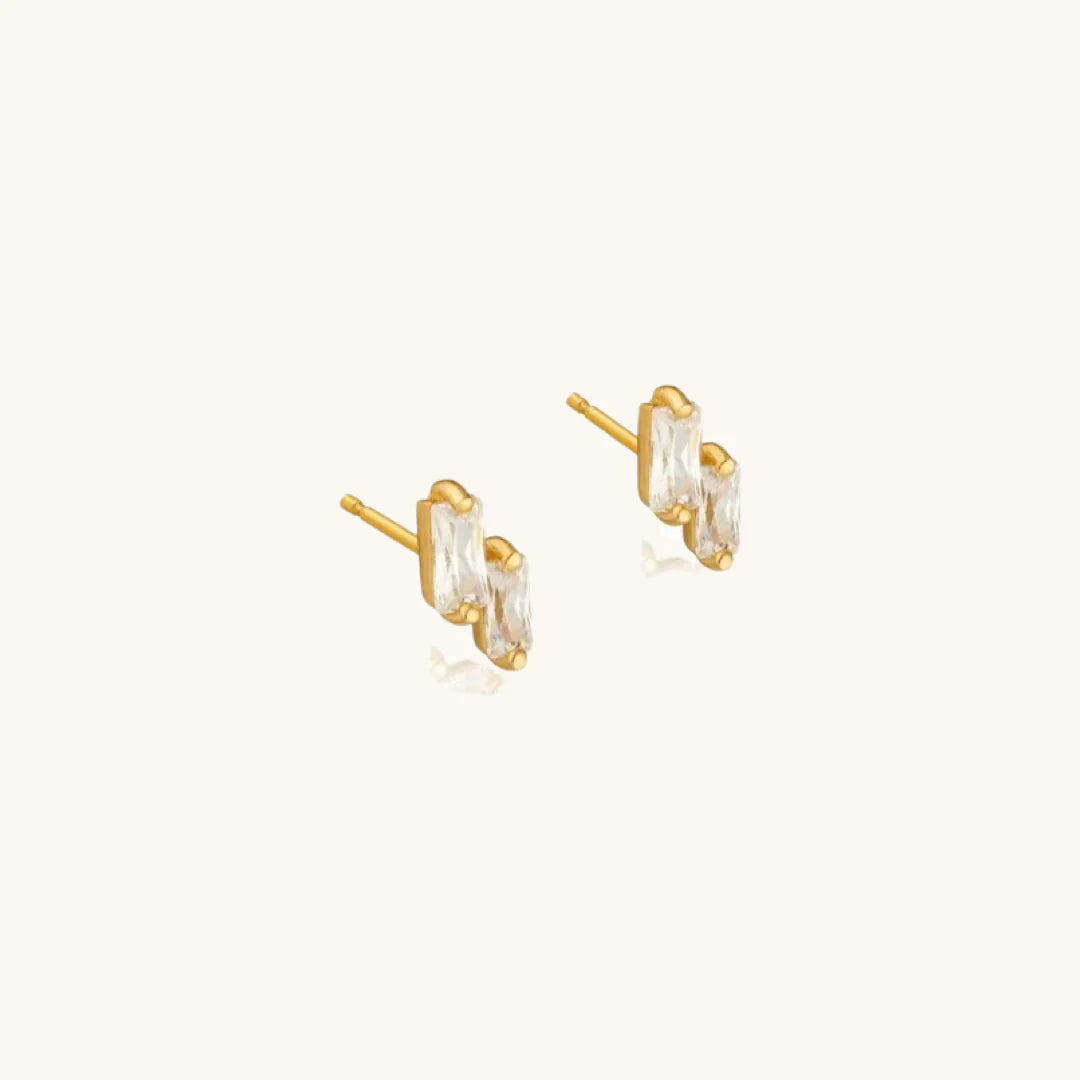 Double Crystal Micro Stud Earrings