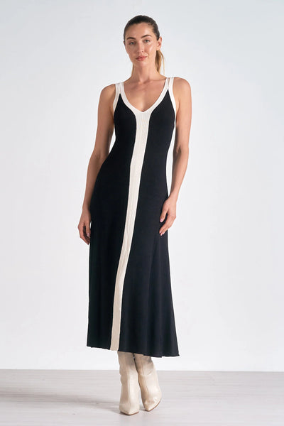 Black & White Knit Maxi Dress
