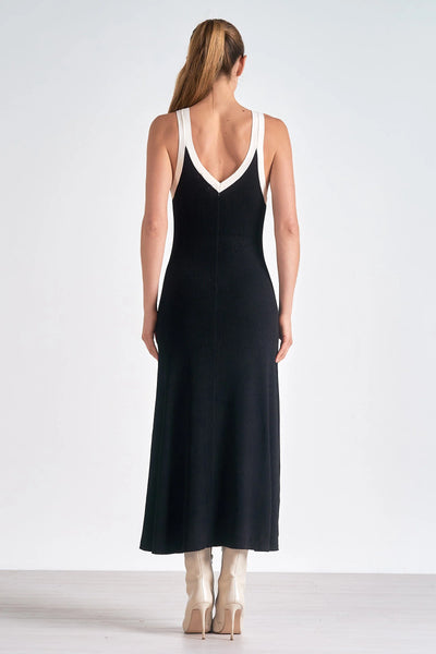 Black & White Knit Maxi Dress