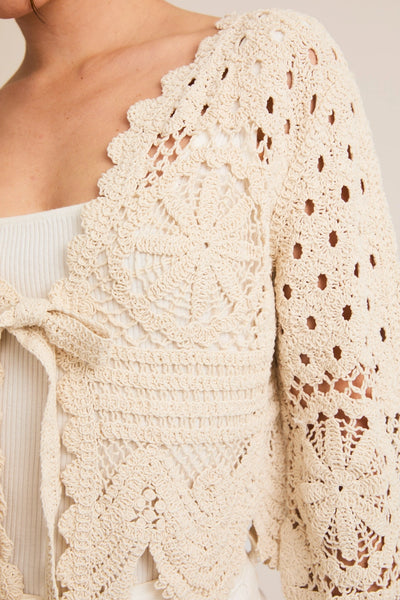 Crochet Front Tie Cardigan