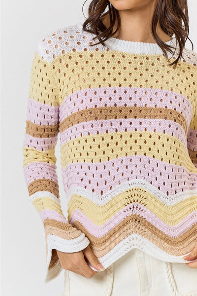 Multi Colored Scallop Sweater