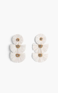 White Raffia Statement Earrings