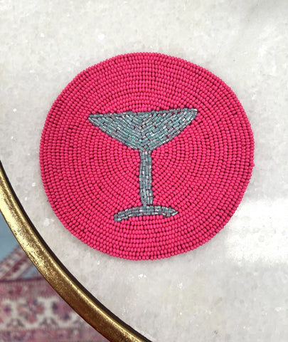 Pink Martini Beaded Coaster