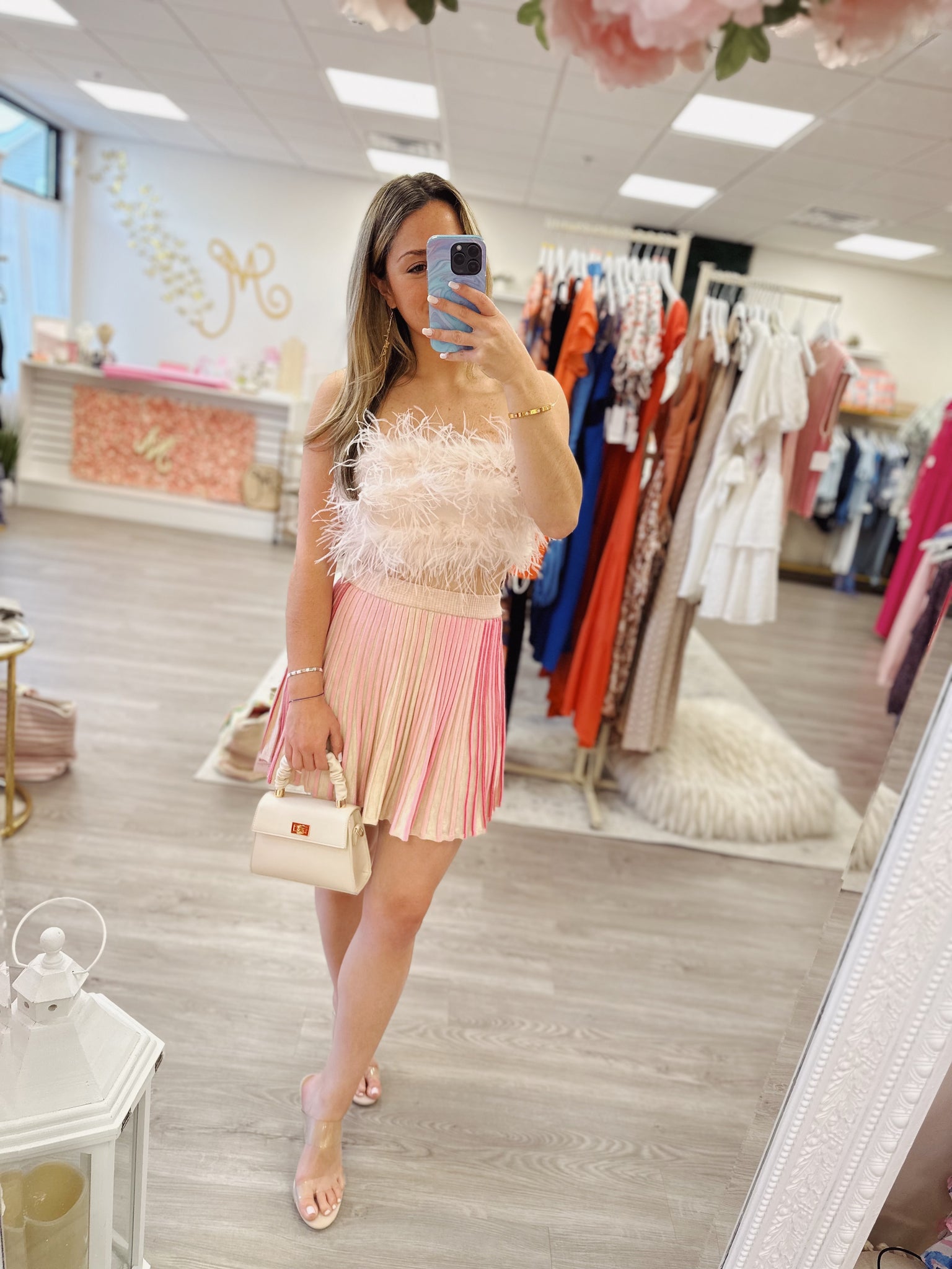 Baby Pink Feather Top