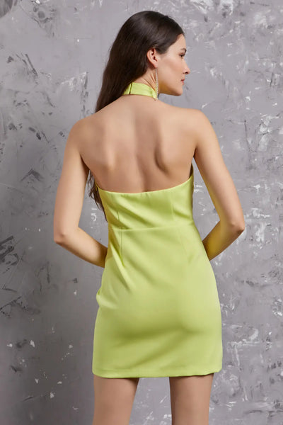 Chartreuse High Neck Dress