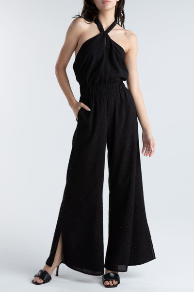 Black Shimmer Palazzo Pants
