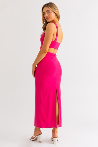 Hot Pink Bodycon Midi Dress