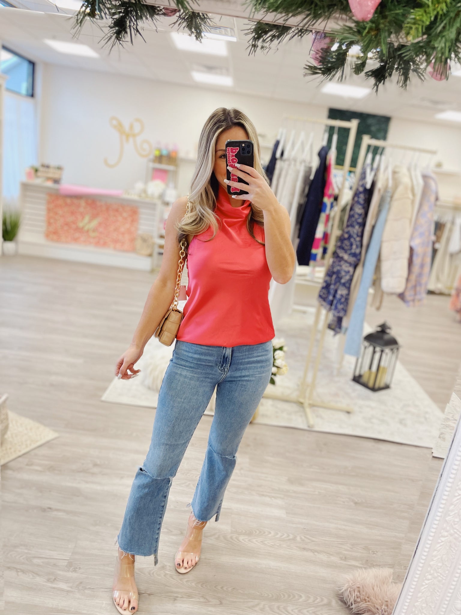 Coral Punch High Neck Top