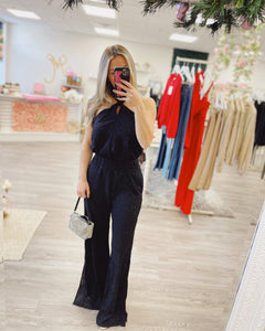 Black Shimmer Palazzo Pants