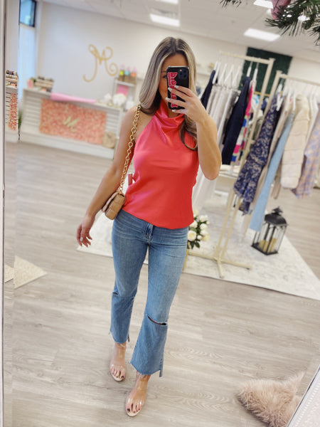 Coral Punch High Neck Top