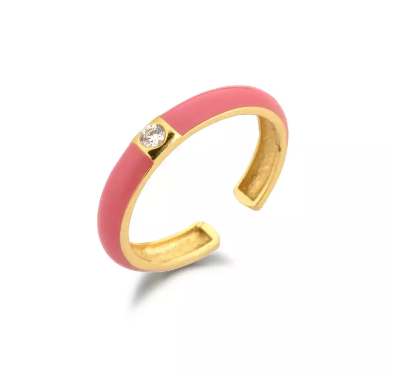 Gold & Pink Enamel Color Stack Ring