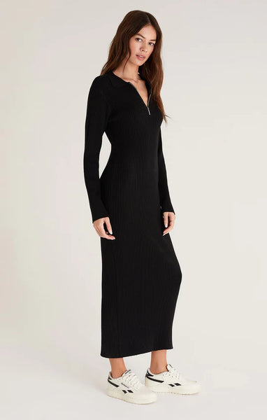 Z Supply Runaway Zip Henley Black Dress