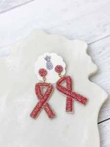 Pink Awareness Ribbon Earring